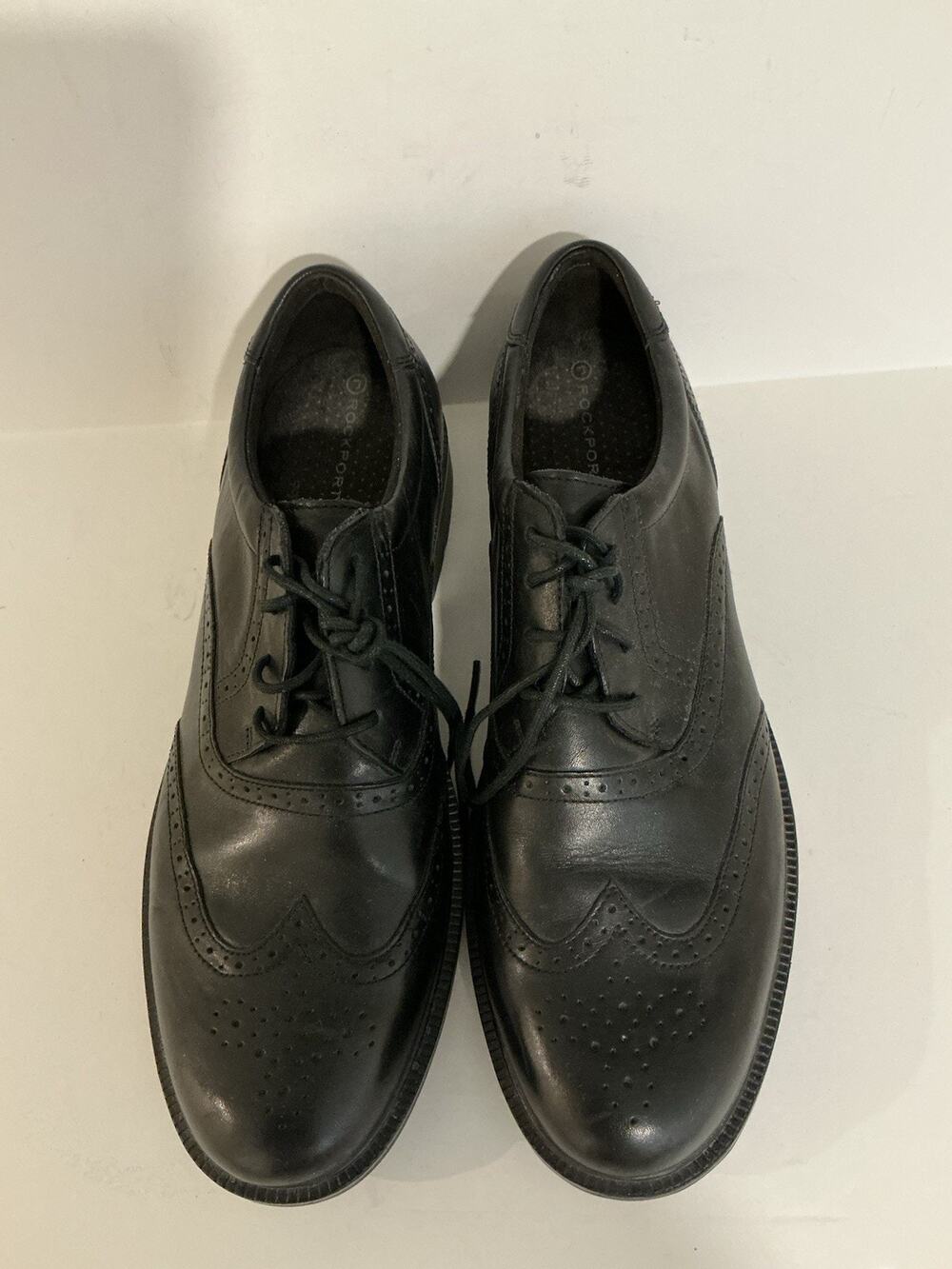 Rockport Adiprene By Adidas Mens Oxford Shoes Black Leather Wingtip Size 11